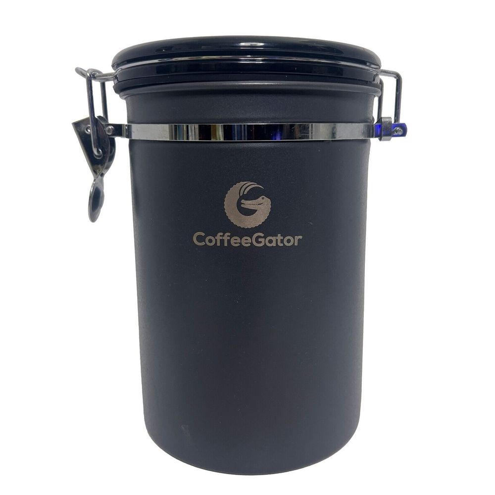 Coffee Gator Large Canister 7.5" Tall Stainless Steel Gray Finish